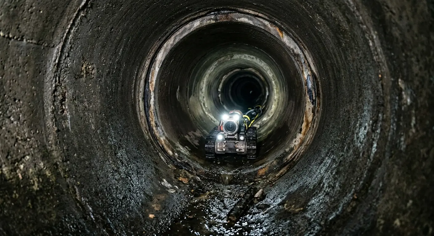 Robotic sewer camera inspecting pipe interior for Sewer Line Cleaning in Bayonet Point